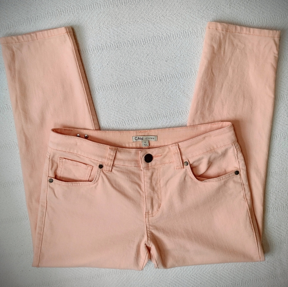 Brand New CAbi "Creamsicle" Cropped Jeans #329, Peach Color Mid Rise, Size 6